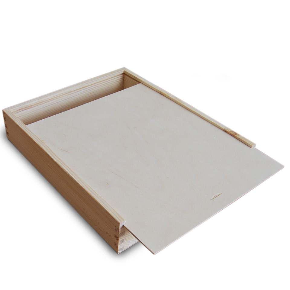 Hot sale Customized fancy unfinished sliding lid wooden box