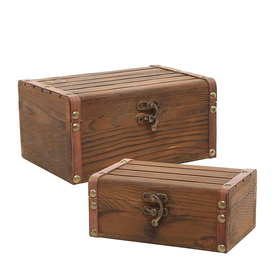 Hot sale Custom antique wooden box with lock