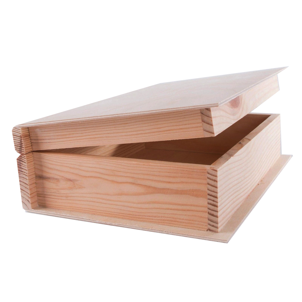 Hot sale Customized fancy unfinished gift box decorative wooden book shaped box