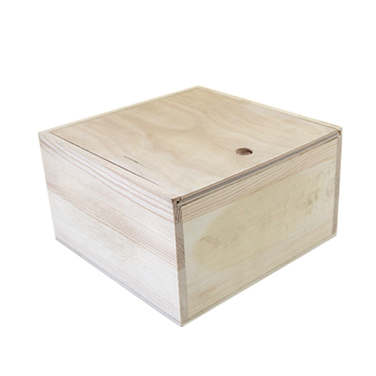 Custom logo unfinished Natural wood craft boxes slide lid