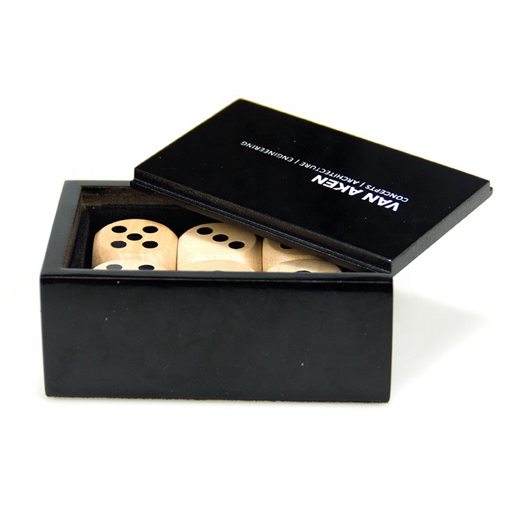custom high quality usefulblack wooden medium dice packaging box