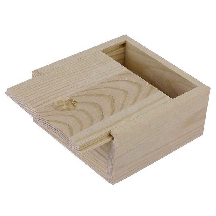 8.4 x 8.4 x 4.1cm custom small wooden gift box craft storage box with sliding lid