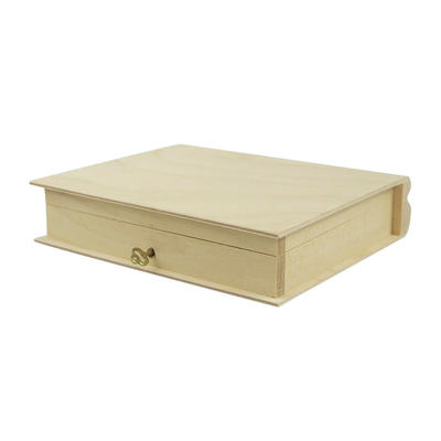 Custom new design simple useful wooden book shapedstorage box