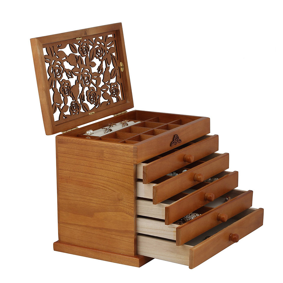 Wholesale simple useful style wood ring wooden jewelry box organizer