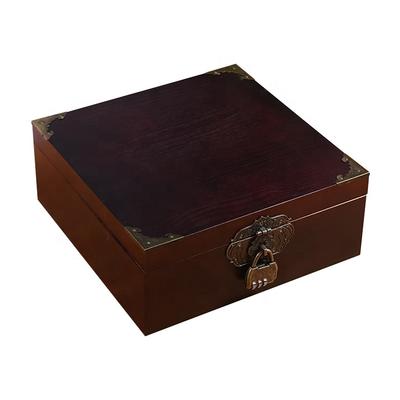 vintage style wooden jewelry gift box with lock and key home decoration wood sundries storage boxes