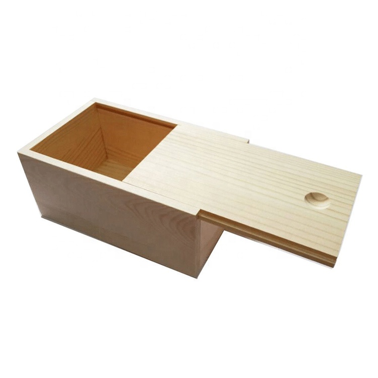 Hot-selling nature color rectangle solid wooden boxes with lids 6.3 x 3.9 x 2.8 inches