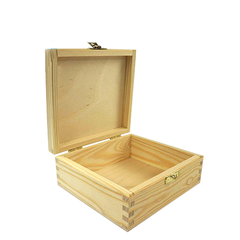 Hot sale customized packaging raw bamboo wood boxes with lock