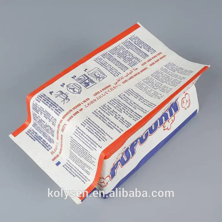 Custom Printed popcorn papers bags with reflective film for bulk popcorn with popcorn machine use