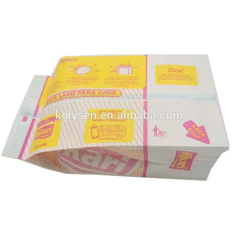 KOLYSEN Custom printed food grade Saco de papel de pipoca de microondas popcorn popper microwave China supplier
