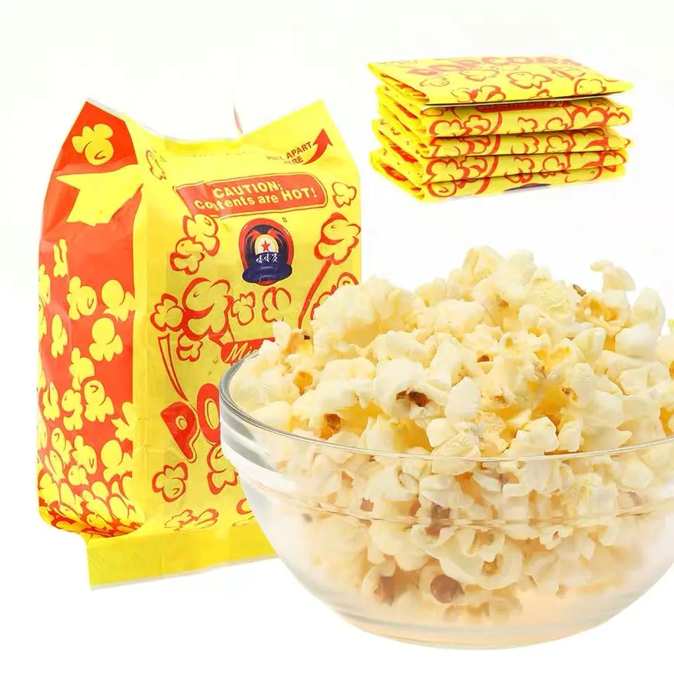 bolso logo packaging craft sealable paper greaseproof custom print popcorn bags