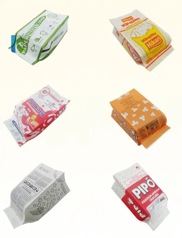 PrintedDesig Bulk Large Greaseproof Custom Sealable Logo Wholesale New Microwave Popcorn Bag