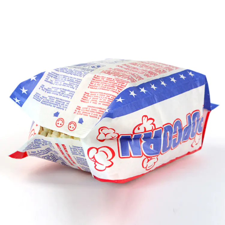 Wholesale Custom Design Greaseproof Kraft Packing Microwave Paper Popcorn Bags Sealable For Logo Printed