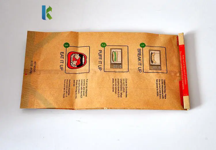 Bolso Microondas Sealable Para Corn Bulk Logo Kraft Factory Sealable Craft Custom Print Popcorn Bags