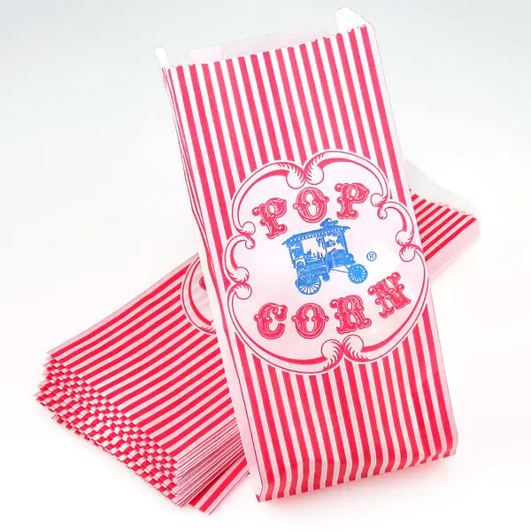 Prime Quality Greaseproof Logo Printing Kraft Paper Microwave Popcorn Bags with Custom logo Printed