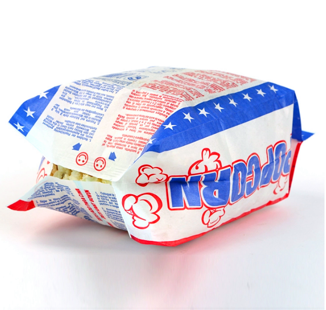 Kolysen Wholesale Custom Logo Printed Food Packaging Greaseproof Paper Microwave Popcorn Bags