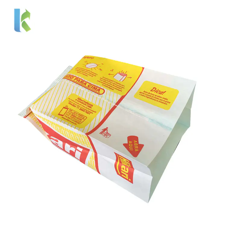 Microwave Custom Greaseproof Paper Large Logo Wholesale Printed New Design Craft Paper Popcorn Bag