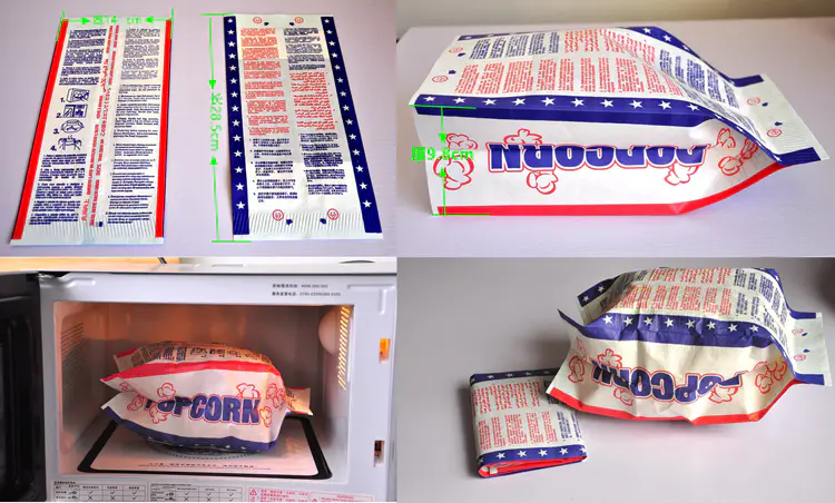 Prime Quality Greaseproof Logo Printing Kraft Paper Microwave Popcorn Bags with Custom logo Printed