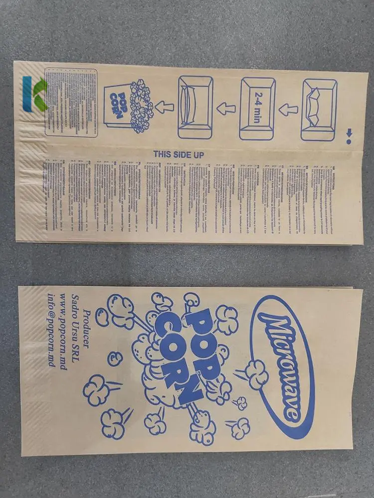 Printed Sealable Greaseproof Large Paper Logo Microwave Design Bulk Pop Corn Bags Custom Wholesale New