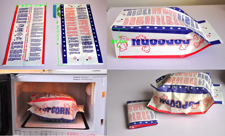 Para Custom Logo Corn Bolso Microondas Craft Kraft Wholesale FactorySealable Greaseproof Microwave Popcorn Bag
