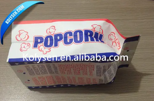 KOLYSENCustomized food grade microwave paper bag 295mm L*140mmW*100mm SG for 7og popcorn packing made in china