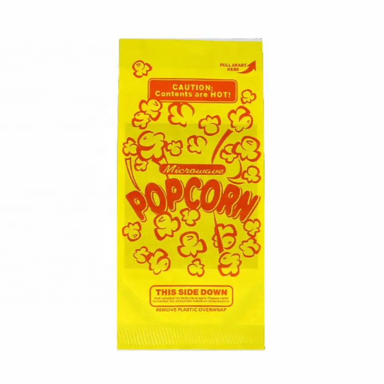 Food Grade Custom Logo Printing Design Size Greaseproof Kraft Paper Microwave Popcorn Packaging Bags