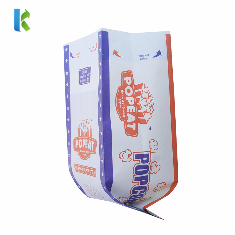 Printed Sealable Greaseproof Large Paper Logo Microwave Design Bulk Pop Corn Bags Custom Wholesale New