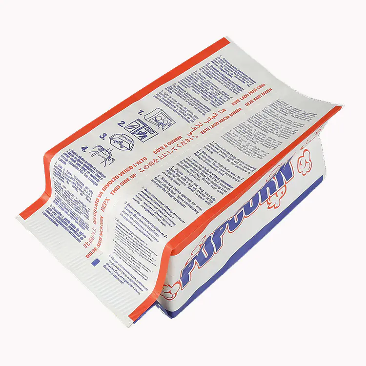 Kolysen Wholesale Custom Logo Printed Food Packaging Greaseproof Paper Microwave Popcorn Bags