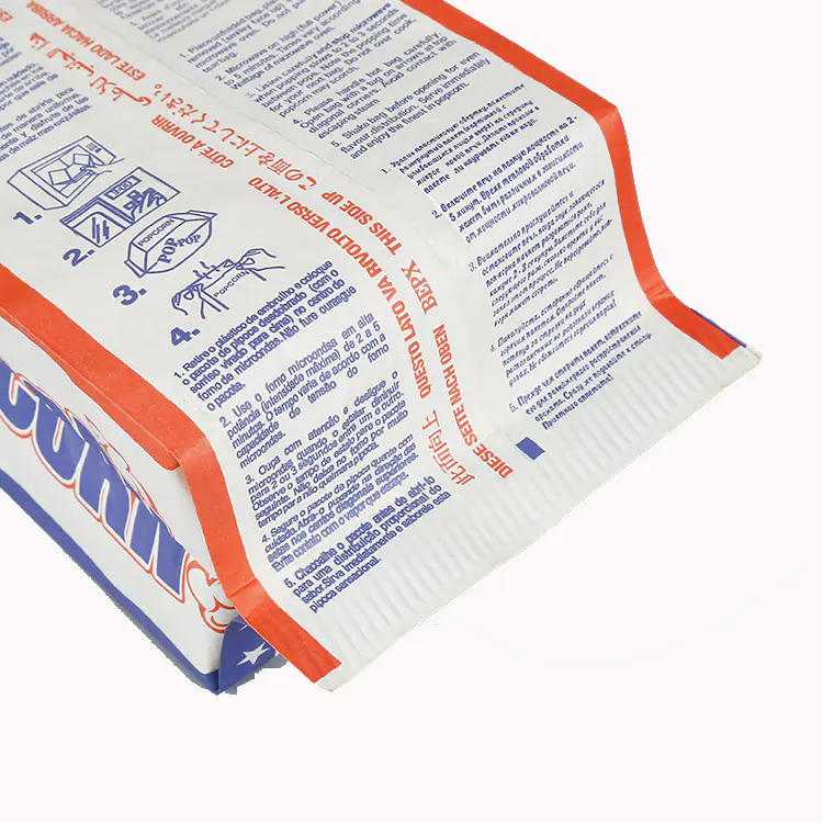 Custom printed food grade heat sealable microwaveablepopcornkraft packaging paper bag factory