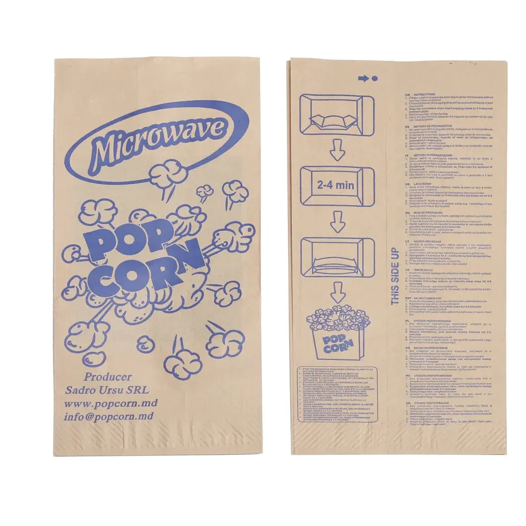 Factory Customized Printing Greaseproof Microwave PaperBag Popcorn Kraft Paper Bag