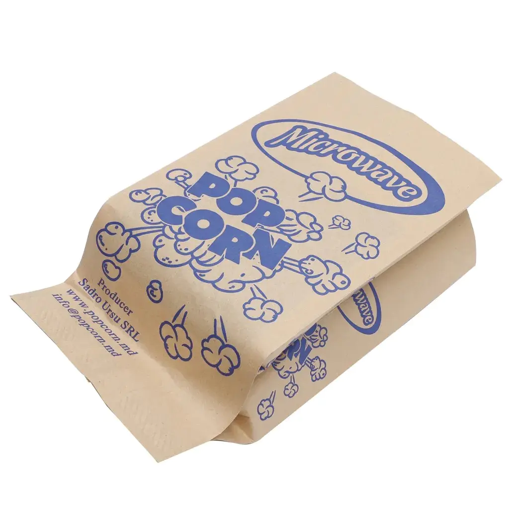 Factory Customized Printing Greaseproof Microwave PaperBag Popcorn Kraft Paper Bag