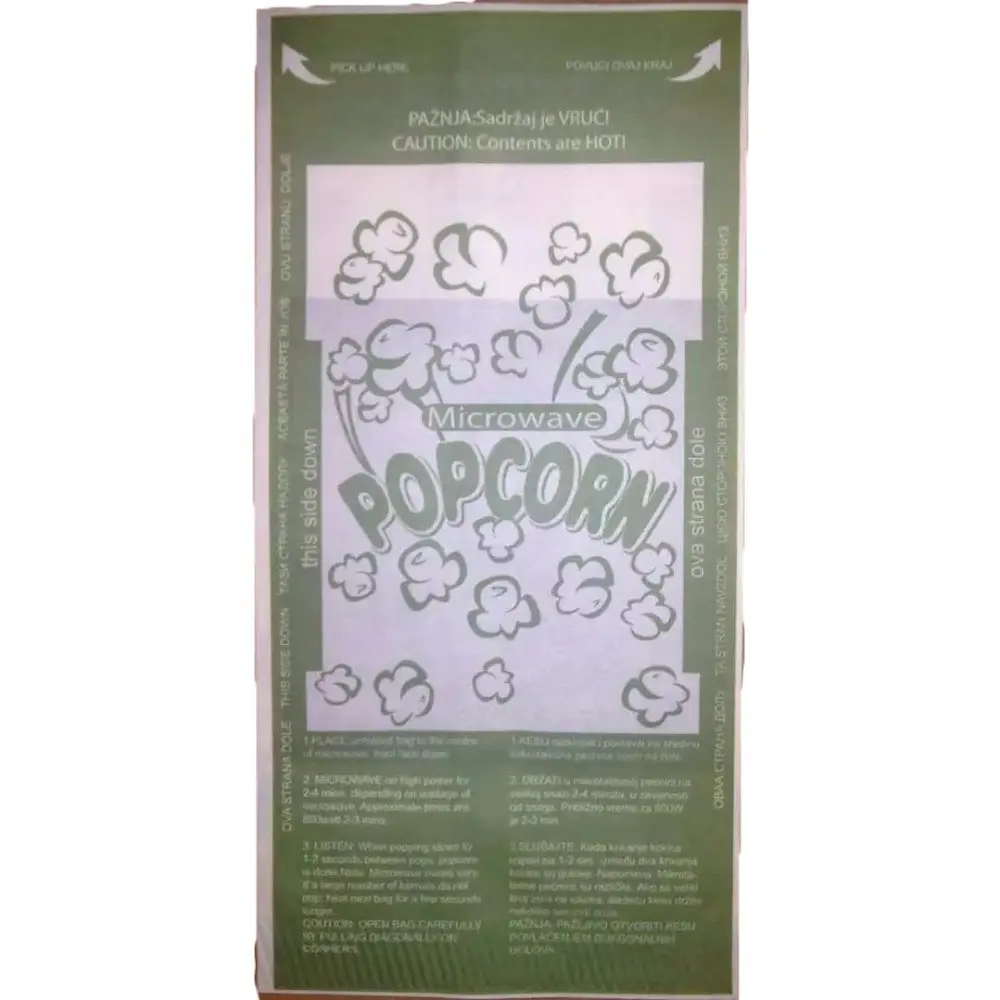China supplier Custom logo food grade Heat susceptor microwave popcorn paper bags
