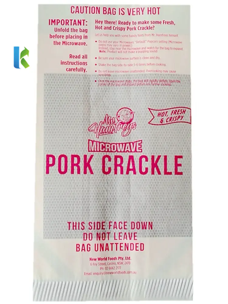 Paper Logo Printed GreaseproofSealable Large Microwave Design Bulk Pop Corn Bags Custom Wholesale New