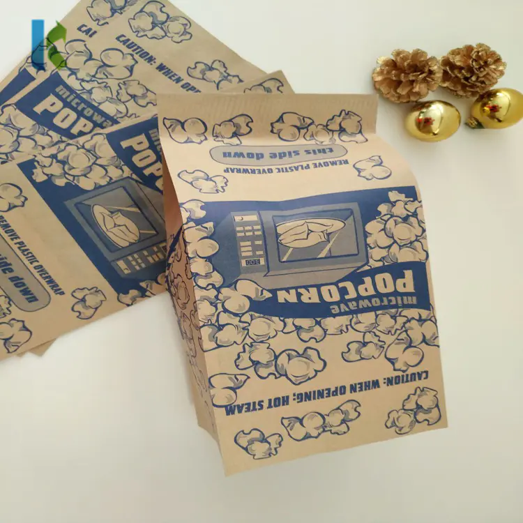 Large Microwave Paper Greaseproof Wholesale Logo Custom Printed New Design Craft Paper Popcorn Bag