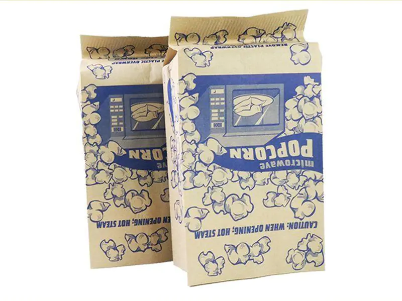 bolso logo packaging craft sealable paper greaseproof custom print popcorn bags
