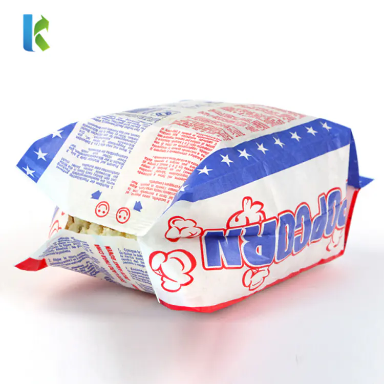 Greaseproof Packaging New Design PopcornBulk Large Logo Printed Sealable Wholesale Paper Bags For bags