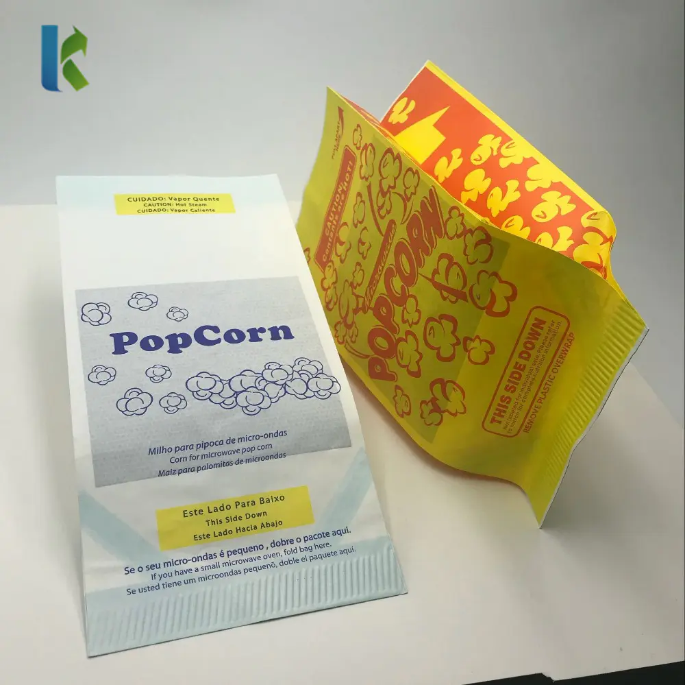 Para Craft Microondas Bolso Print Corn Factory Wholesale Custom Sealable Logo Kraft Popcorn Bags