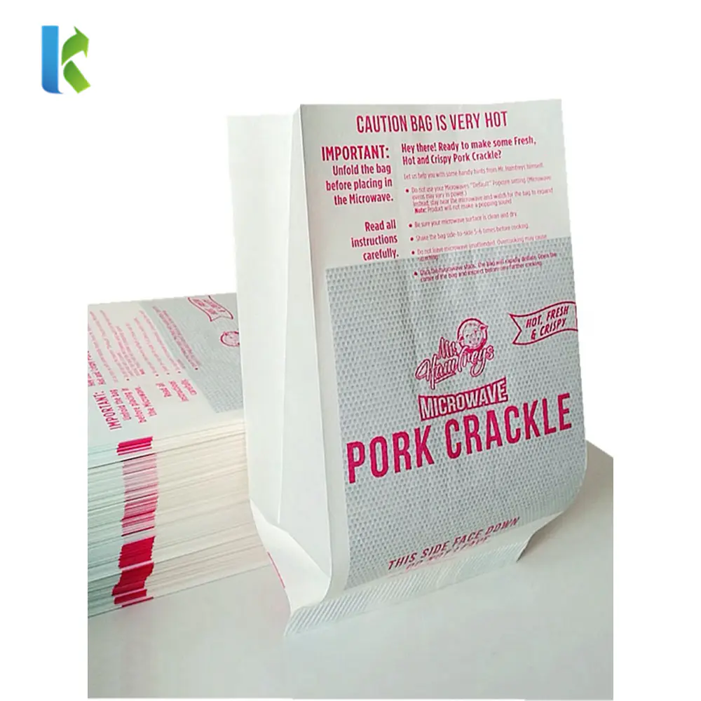 Wholesale Microwave Paper Greaseproof Custom Large Logo Printed New Design Craft Paper Popcorn Bag