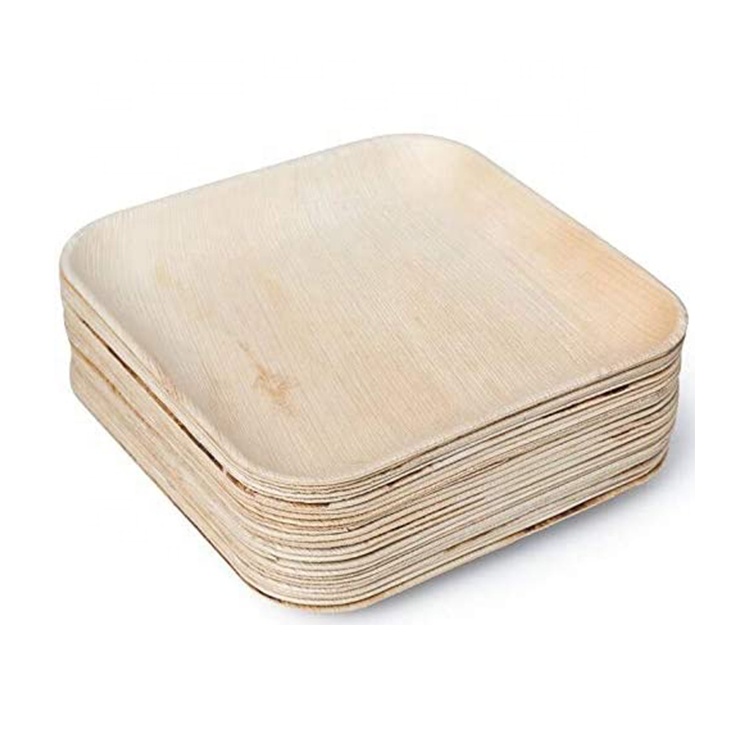Disposable wooden plates biodegradable areca palm leaf plates for wedding party events