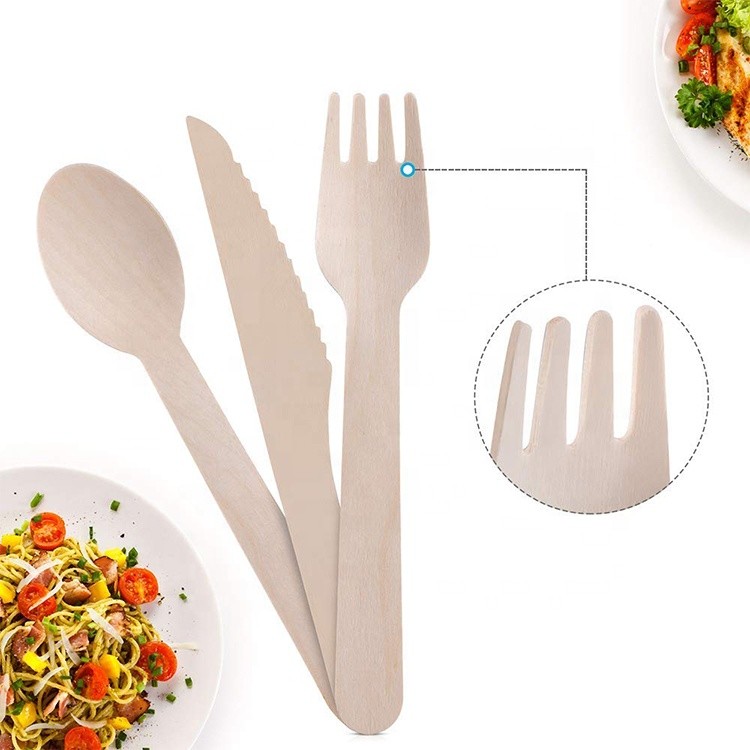 disposable Birch wood cutlery sets wooden knife fork spoon set for restaurant