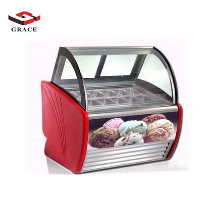 High Standard Glass Ice Cream Display Machine Freezer Showcase