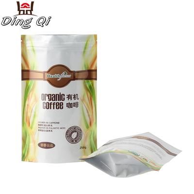 Customized plastic aluminum foil coffee zipper packaging bag with valve