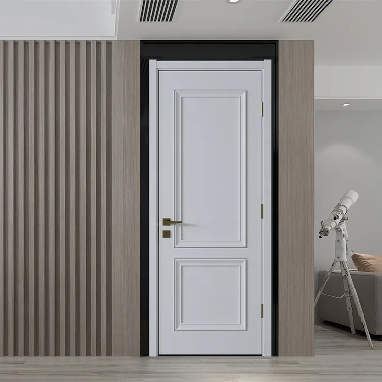 China New Style Inside Simple White Solid Bedroom Closet Sliding Wooden Door Designs