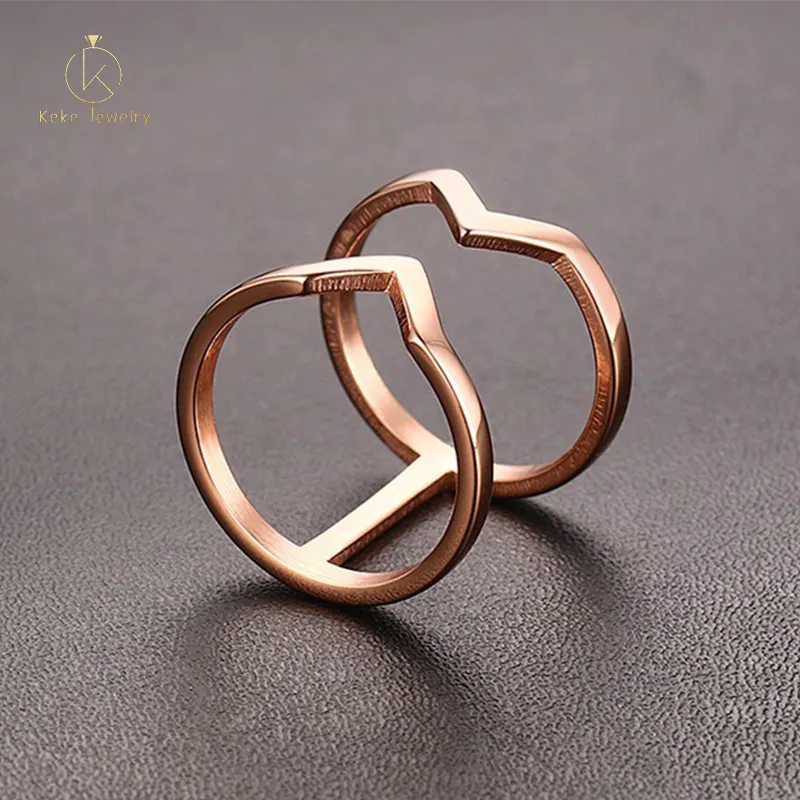 Hot Selling Wholesale 17mm Double Design Vacuum Gold-Plated Ladies Ring R-189