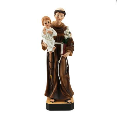 28cm Antonio With Baby In The Right Hand Stone Powder Home Decor Figurines Religious Resin Statues Resin Statues For Sale