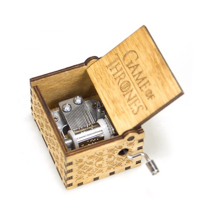 Factory wholesale hand crank wood small music box,plywood music box with dozens of songs