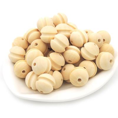 20mm unfinished wooden teething beads natural round shape for DIY jewelry making