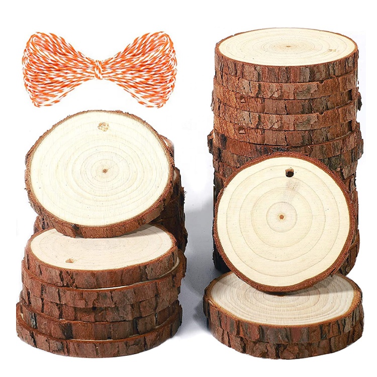 natural birch wood slices craft round basswood slabs for DIY coaster christmas ornament