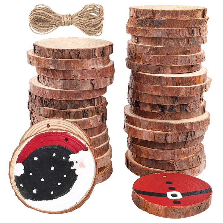 natural unfinished wood tree log slices with bark for christmas decoration wedding parties crafts