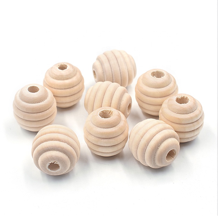 natural color organic round wood spiral wooden beads DIY accessories eco-friendly woodballs 20mm