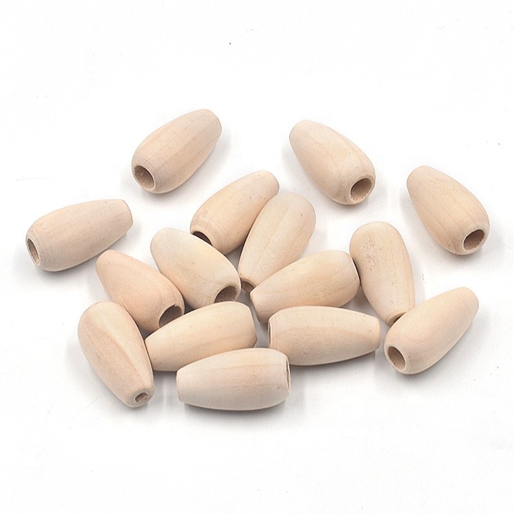 high quality unfinished wood bead water drop shaped decorative wooden bulk beads for DIY curtains